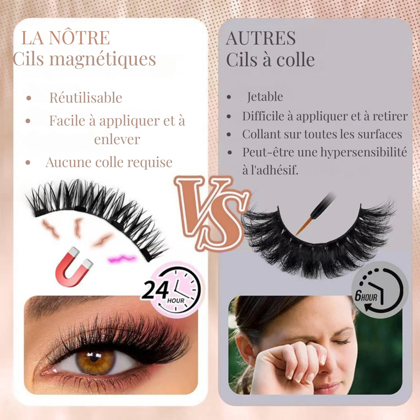 Cils Magnétiques Réutilisables – Paire + Applicateur – Sans Colle/ MAGNICIL